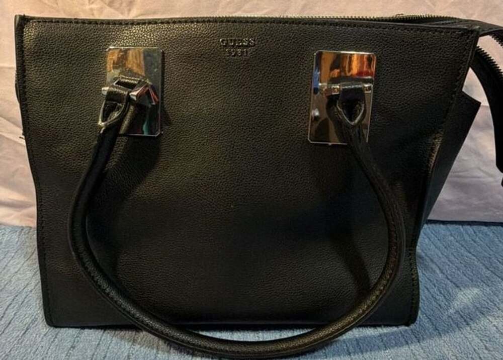 Guess Gabi Society Satchel Black Faux Leather Handbag
